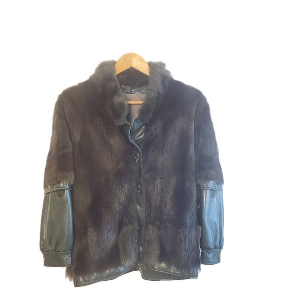 Vintage Retro Mink Fur & Leather Jacket / Waistcoat – Removable Sleeves - Picture 1 of 16